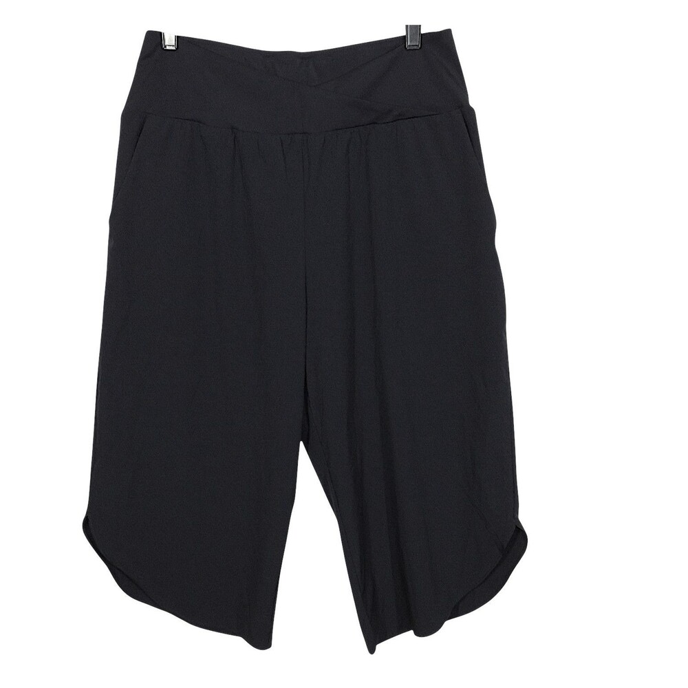 Halara Breezeful High Waist Crossover Pocket Quick Dry Cropped Pants Black 2X